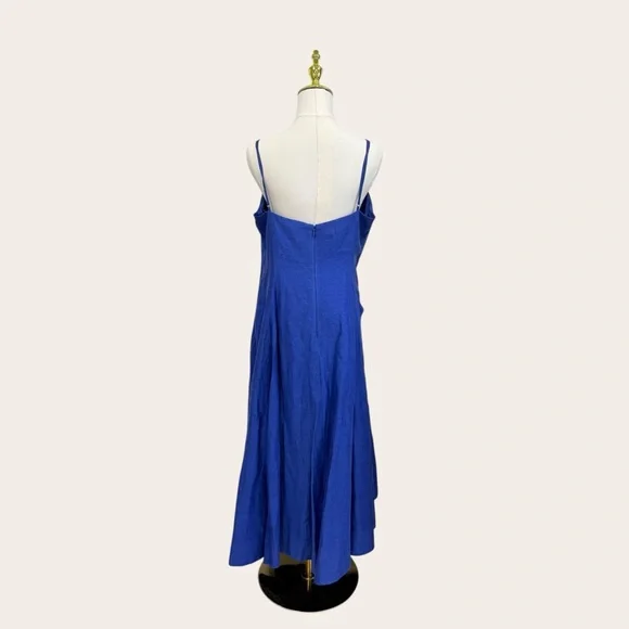 Muse by Marchesa SZ 12 Hydrangea A-Line Sleeveless Linen Blend Dress Agean Blue - Picture 7 of 16